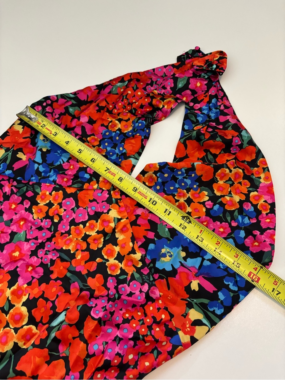 Lulus Bold Presence Black and Red Multi Floral Satin Halter Midi Dress Small - Picture 10 of 13